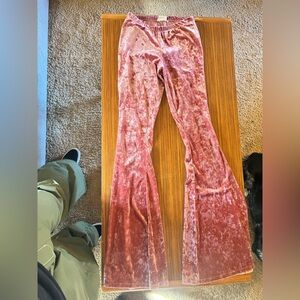 Three Bird Nest Rose Velvet Bell Bottom Pants